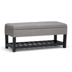 43" Tufted Rectangle Storage Ottoman Bench with Nailhead Trim - Faux Leather