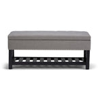 43" Tufted Rectangle Storage Ottoman Bench with Nailhead Trim - Faux Leather