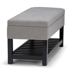 43" Tufted Rectangle Storage Ottoman Bench with Nailhead Trim - Faux Leather