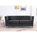 73" Crushed Velvet Square Arm Sofa with Button-Tufted Back & Wood Tapered Feet
