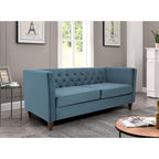 73" Crushed Velvet Square Arm Sofa with Button-Tufted Back & Wood Tapered Feet