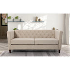 73" Crushed Velvet Square Arm Sofa with Button-Tufted Back & Wood Tapered Feet