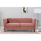 73" Crushed Velvet Square Arm Sofa with Button-Tufted Back & Wood Tapered Feet