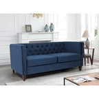 73" Crushed Velvet Square Arm Sofa with Button-Tufted Back & Wood Tapered Feet