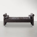 Rolled Arm Button-Tufted Chaise Lounge with Acrylic Legs - 71" with 2 Toss Pillows