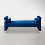 Rolled Arm Button-Tufted Chaise Lounge with Acrylic Legs - 71" with 2 Toss Pillows