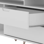 62.99" Mid-Century Media Cabinet Console with Metal Legs & Open Shelves
