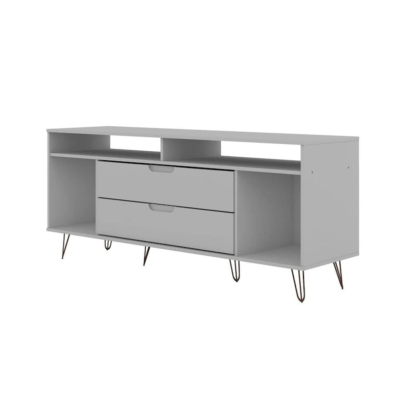 62.99" Mid-Century Media Cabinet Console with Metal Legs & Open Shelves