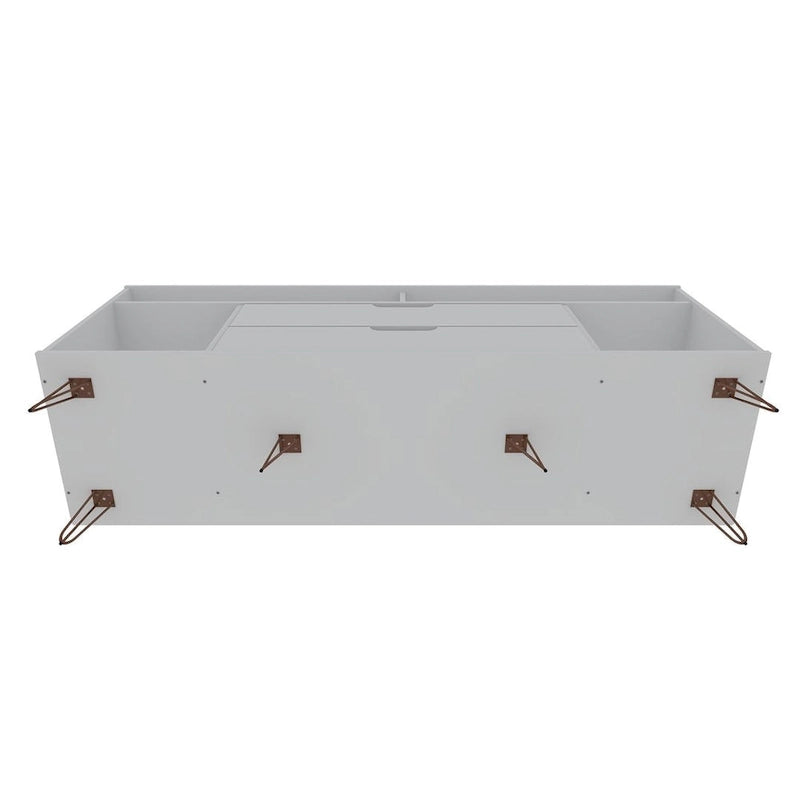 62.99" Mid-Century Media Cabinet Console with Metal Legs & Open Shelves