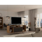 62.99" Mid-Century Media Cabinet Console with Metal Legs & Open Shelves