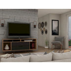 62.99" Mid-Century Media Cabinet Console with Metal Legs & Open Shelves
