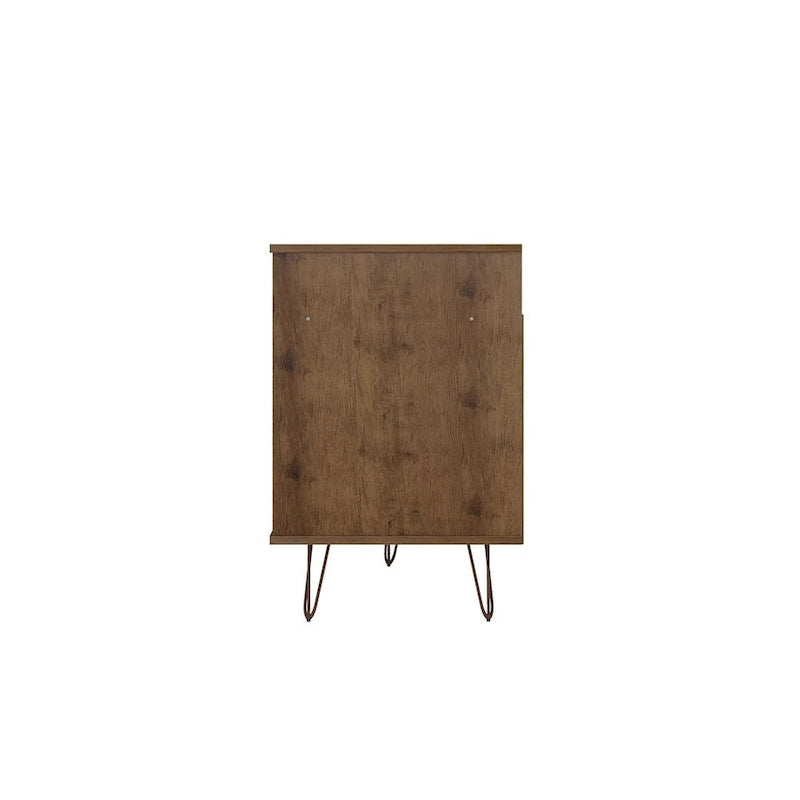 62.99" Mid-Century Media Cabinet Console with Metal Legs & Open Shelves