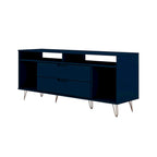 62.99" Mid-Century Media Cabinet Console with Metal Legs & Open Shelves