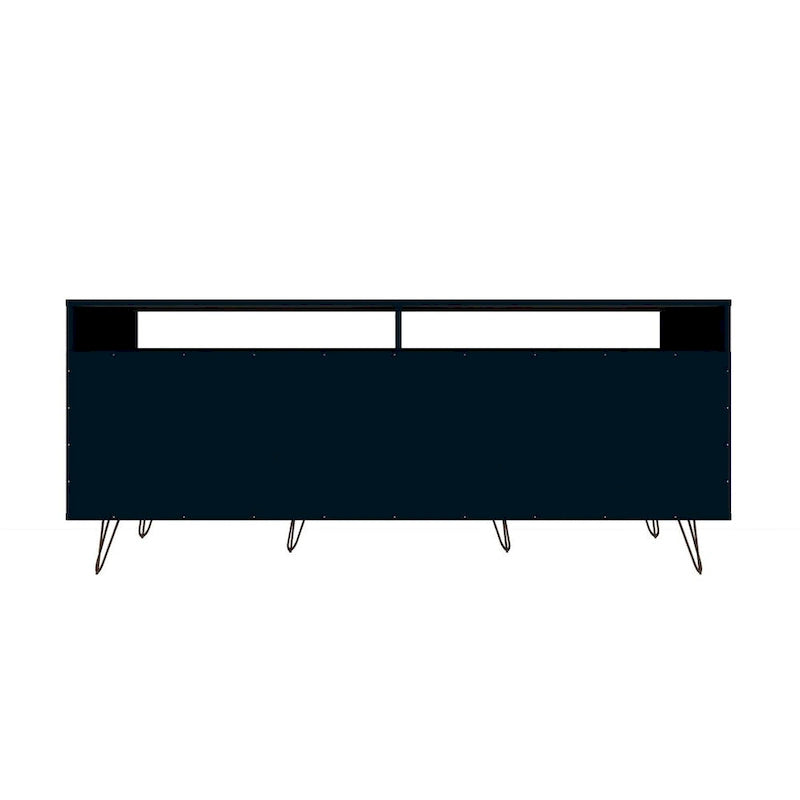 62.99" Mid-Century Media Cabinet Console with Metal Legs & Open Shelves