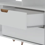 62.99" Mid-Century Media Cabinet Console with Metal Legs & Open Shelves