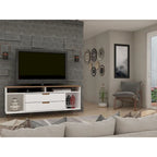 62.99" Mid-Century Media Cabinet Console with Metal Legs & Open Shelves