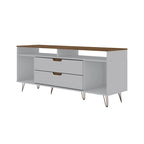 62.99" Mid-Century Media Cabinet Console with Metal Legs & Open Shelves