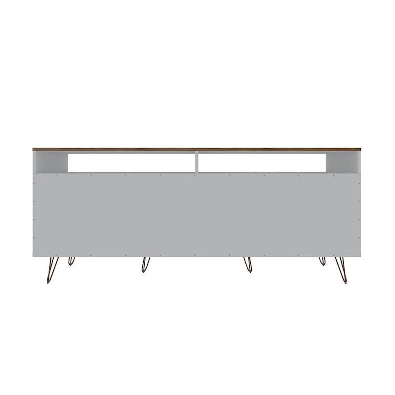 62.99" Mid-Century Media Cabinet Console with Metal Legs & Open Shelves