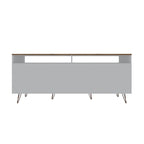 62.99" Mid-Century Media Cabinet Console with Metal Legs & Open Shelves