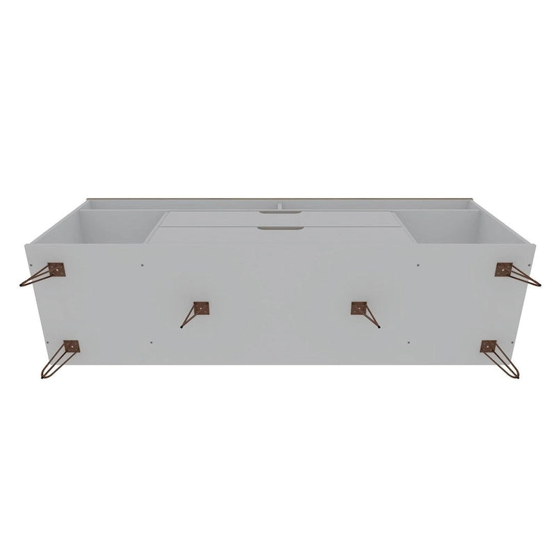 62.99" Mid-Century Media Cabinet Console with Metal Legs & Open Shelves