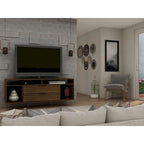 62.99" Mid-Century Media Cabinet Console with Metal Legs & Open Shelves