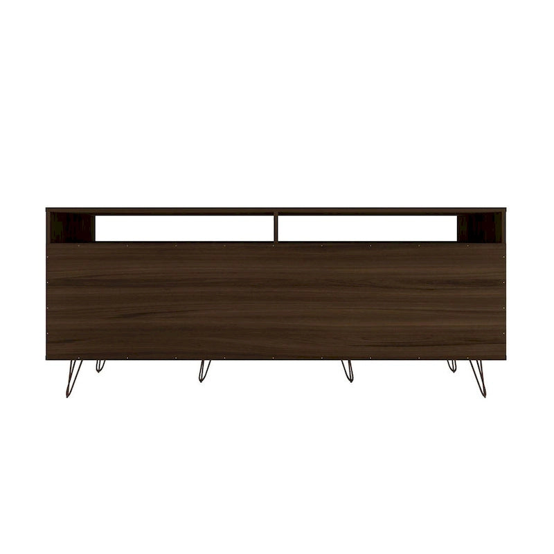 62.99" Mid-Century Media Cabinet Console with Metal Legs & Open Shelves