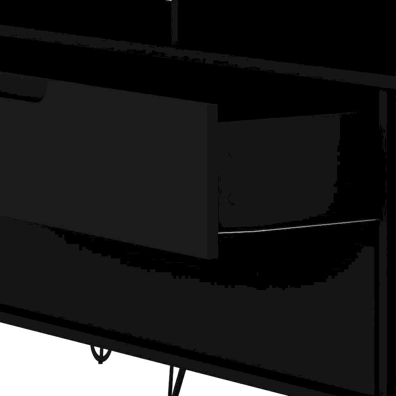 62.99" Mid-Century Media Cabinet Console with Metal Legs & Open Shelves