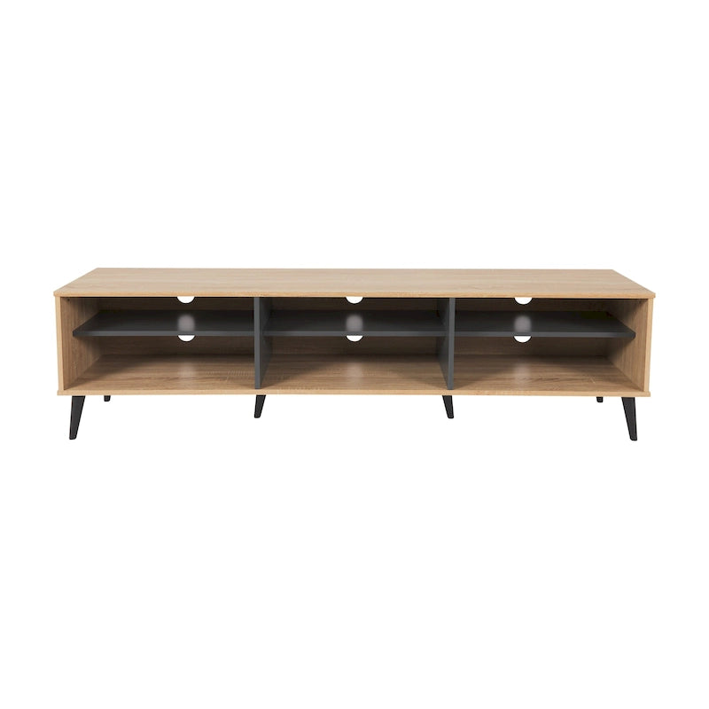 71" Modern TV Bench with 6 Open Adjustable Shelves - Fits TVs up to 85"