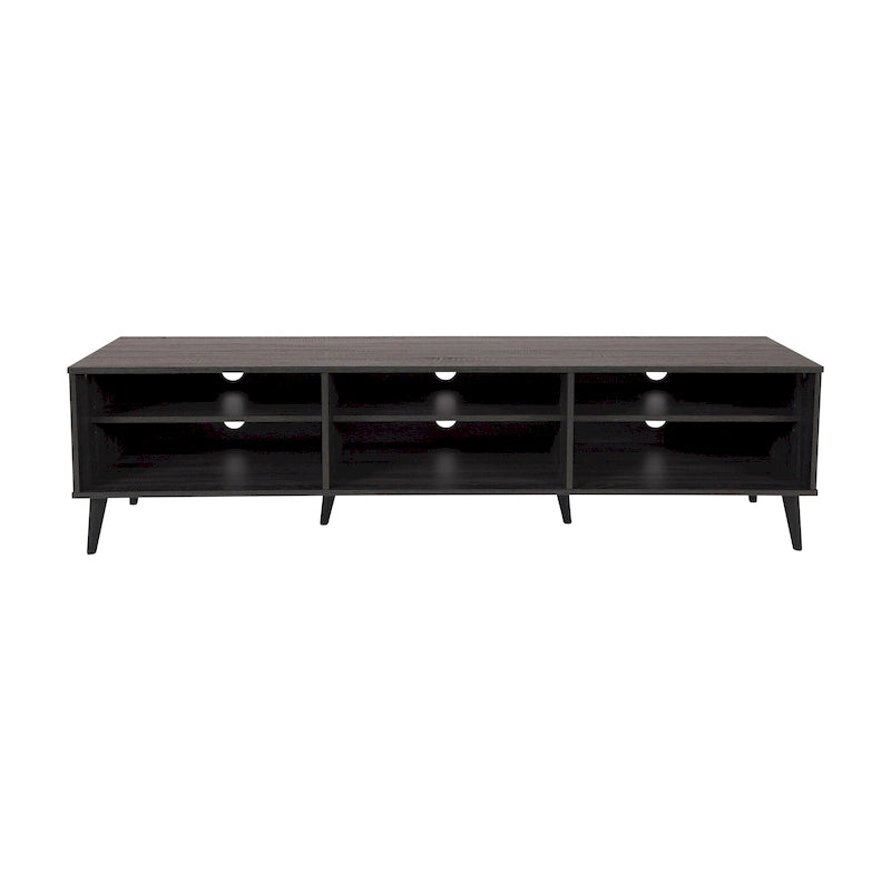 71" Modern TV Bench with 6 Open Adjustable Shelves - Fits TVs up to 85"