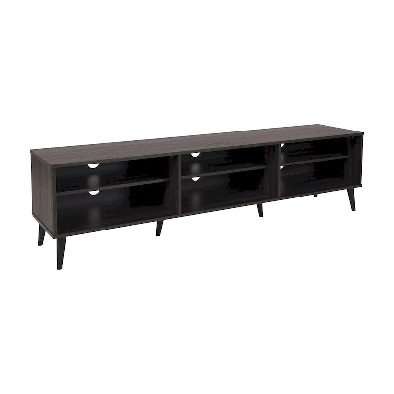 71" Modern TV Bench with 6 Open Adjustable Shelves - Fits TVs up to 85"