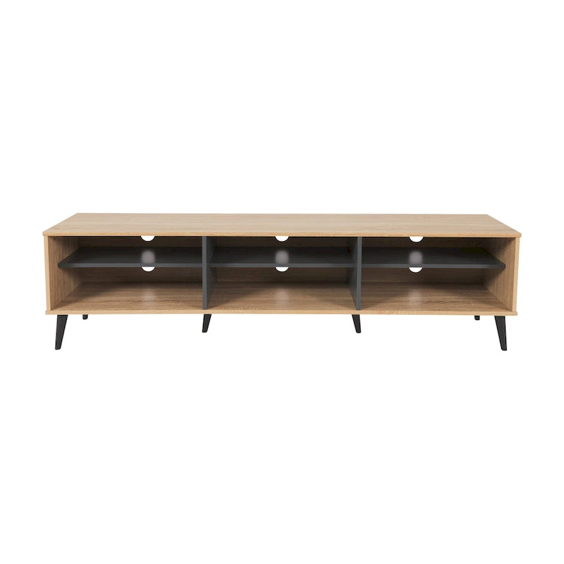 71" Modern TV Bench with 6 Open Adjustable Shelves - Fits TVs up to 85"