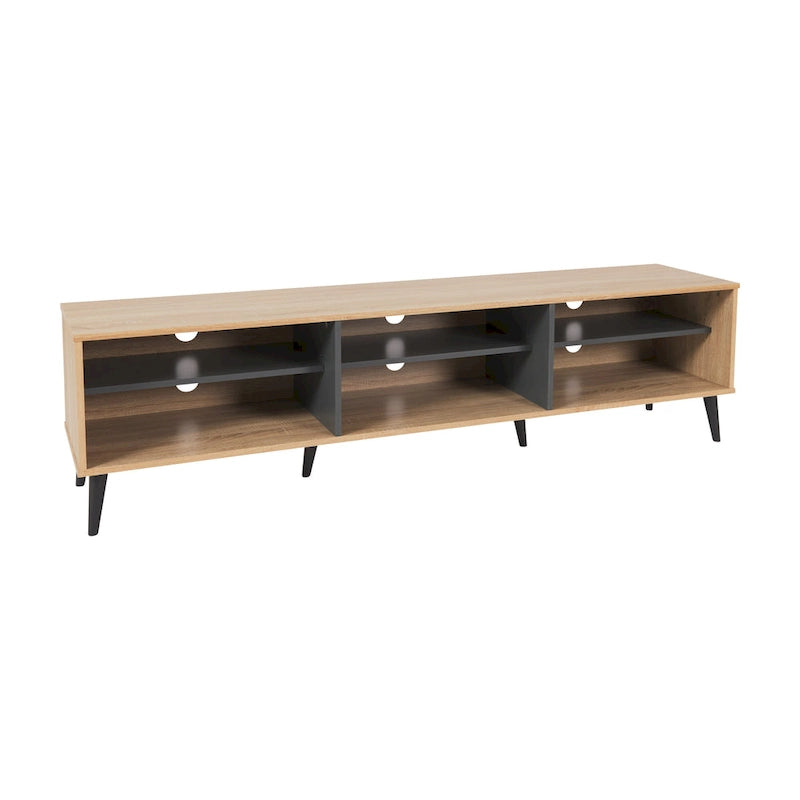 71" Modern TV Bench with 6 Open Adjustable Shelves - Fits TVs up to 85"