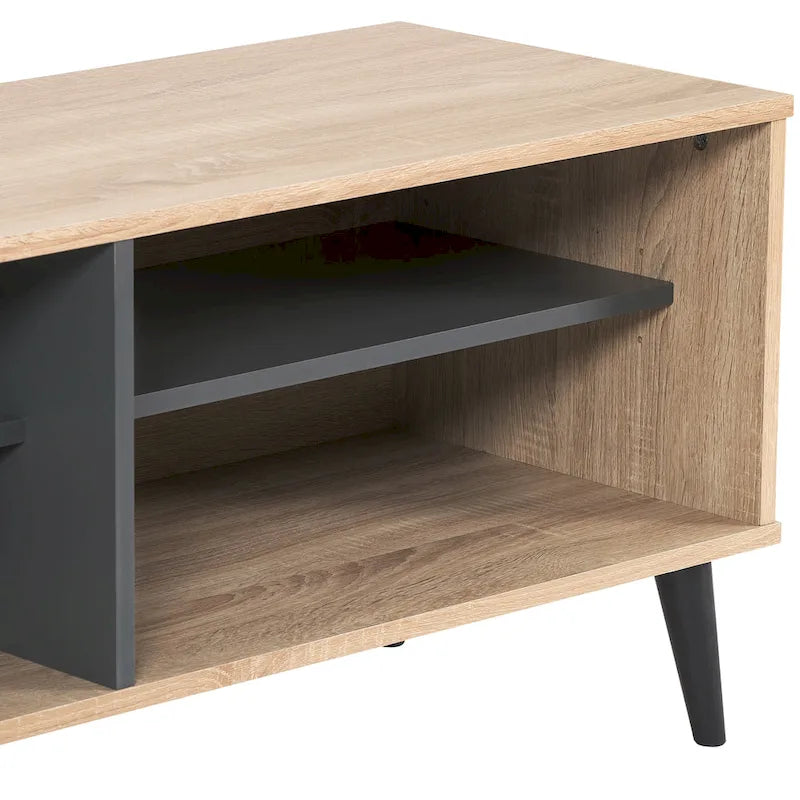 71" Modern TV Bench with 6 Open Adjustable Shelves - Fits TVs up to 85"