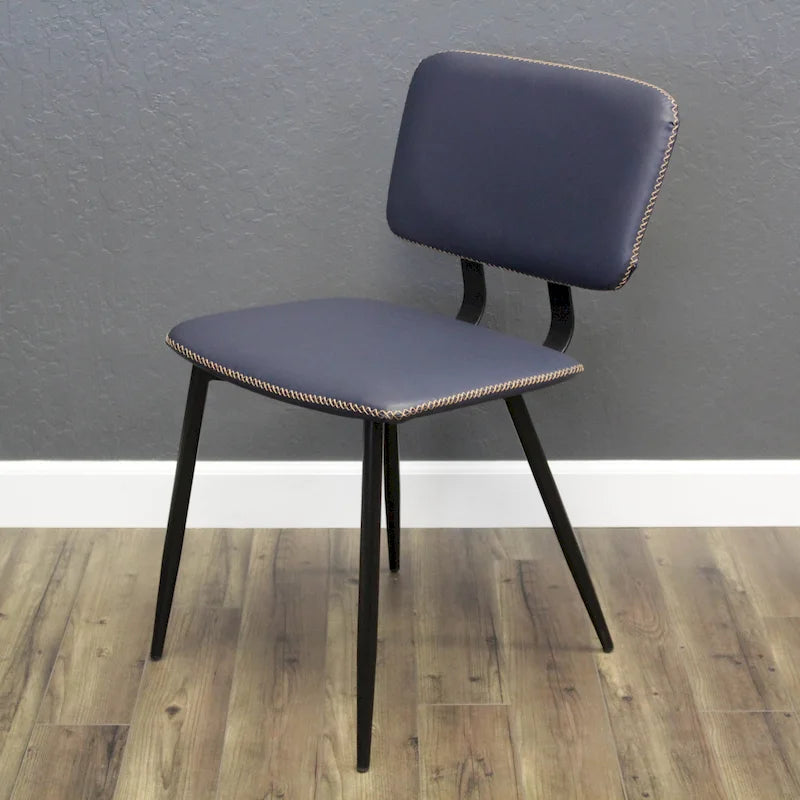 Transitional Faux Leather Dining Chair with Black Metal Legs - Multiple Colors