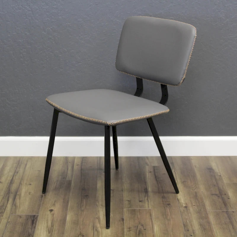 Transitional Faux Leather Dining Chair with Black Metal Legs - Multiple Colors