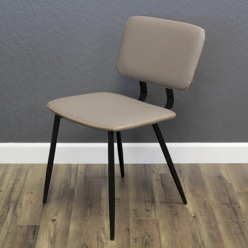 Transitional Faux Leather Dining Chair with Black Metal Legs - Multiple Colors