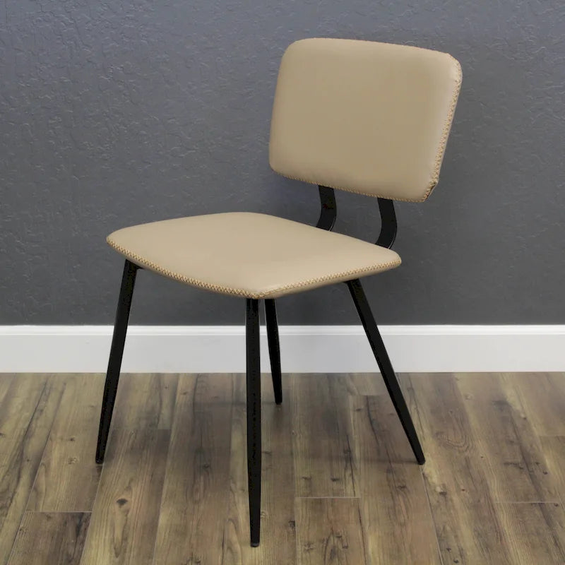 Transitional Faux Leather Dining Chair with Black Metal Legs - Multiple Colors