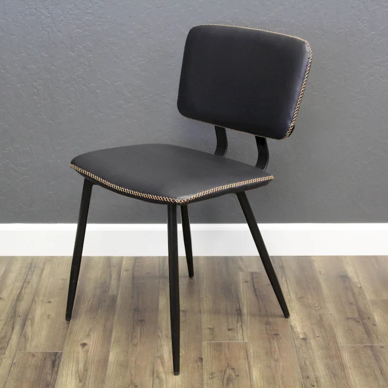 Transitional Faux Leather Dining Chair with Black Metal Legs - Multiple Colors