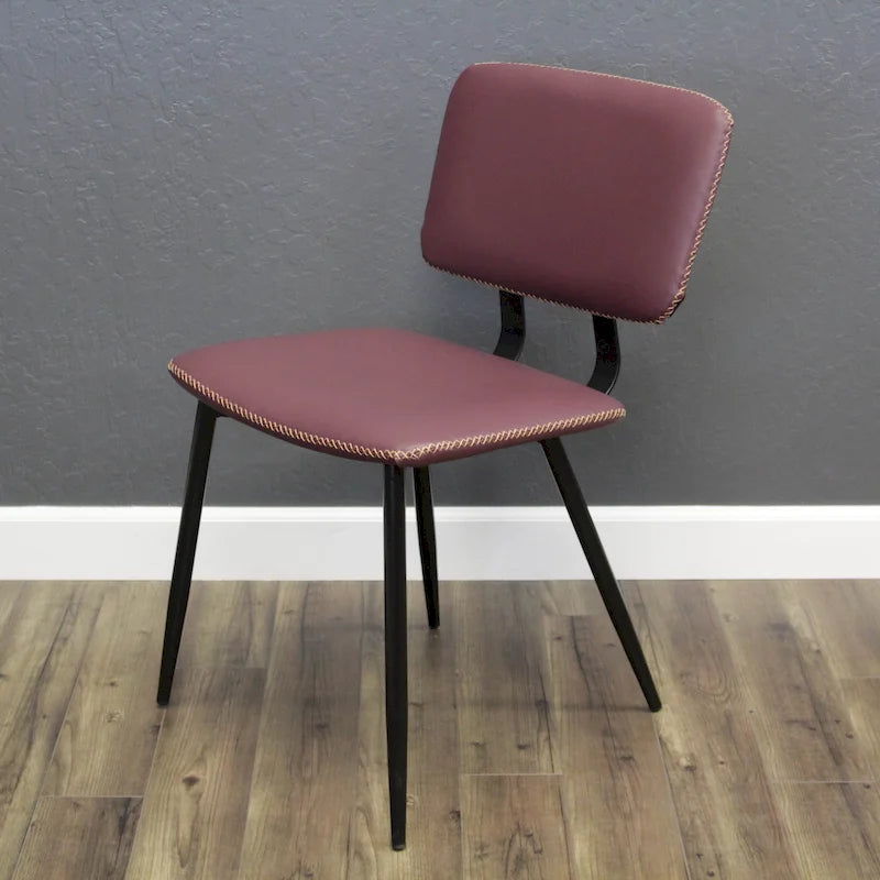 Transitional Faux Leather Dining Chair with Black Metal Legs - Multiple Colors