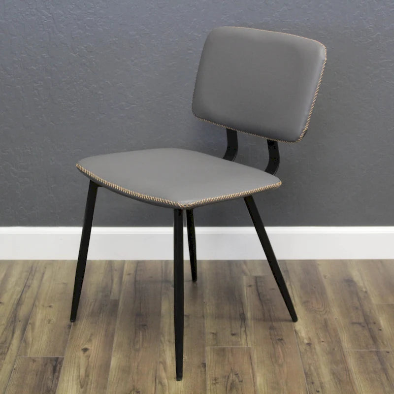 Transitional Faux Leather Dining Chair with Black Metal Legs - Multiple Colors
