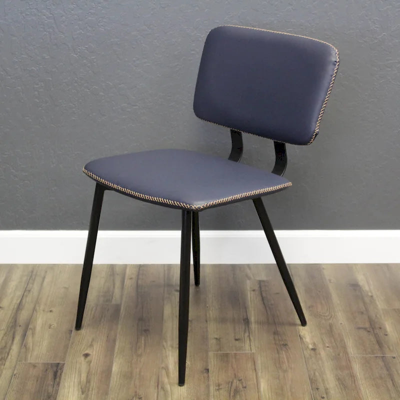 Transitional Faux Leather Dining Chair with Black Metal Legs - Multiple Colors