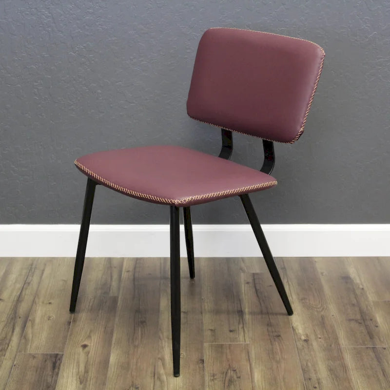 Transitional Faux Leather Dining Chair with Black Metal Legs - Multiple Colors