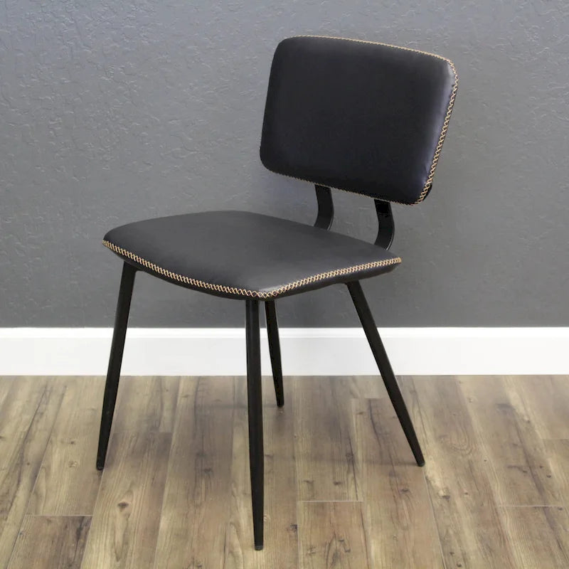 Transitional Faux Leather Dining Chair with Black Metal Legs - Multiple Colors