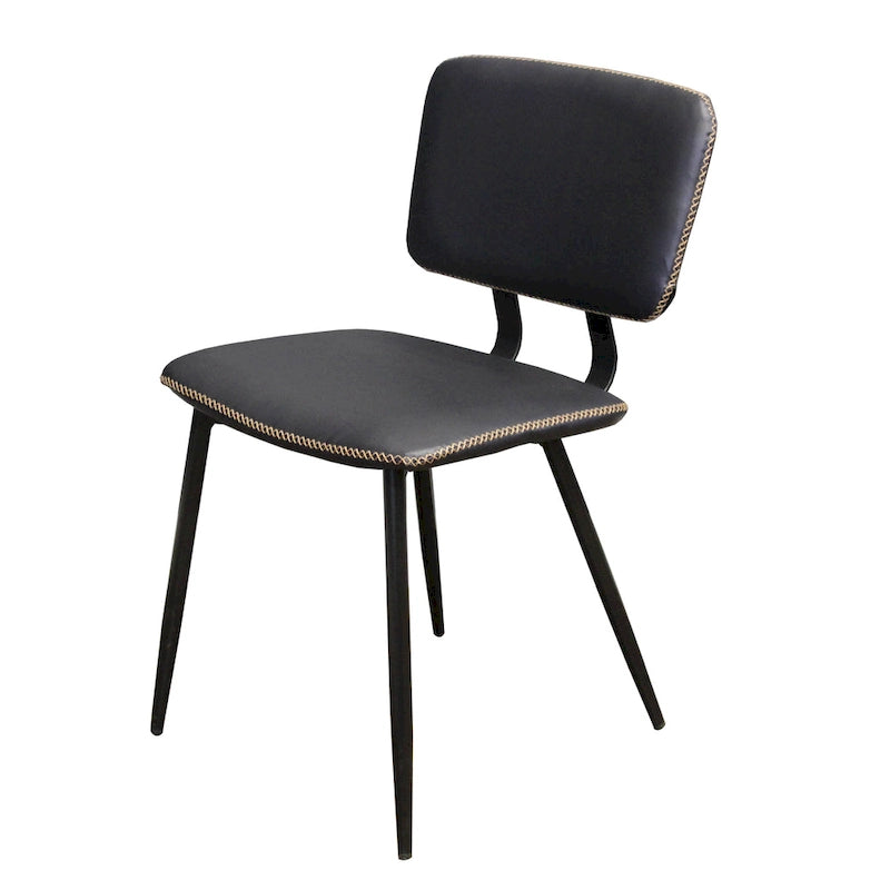 Transitional Faux Leather Dining Chair with Black Metal Legs - Multiple Colors