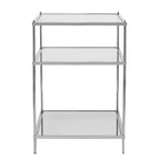 Silver Mirrored Glass & Iron End Table with Shelf - 22x18x26.75"