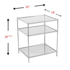 Silver Mirrored Glass & Iron End Table with Shelf - 22x18x26.75"