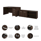 60W Office Desk Bundle with Storage Return, Mobile File Cabinet & Credenza