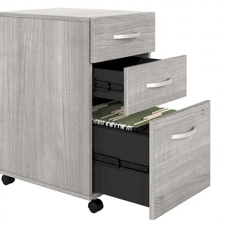 60W Office Desk Bundle with Storage Return, Mobile File Cabinet & Credenza