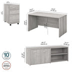 60W Office Desk Bundle with Storage Return, Mobile File Cabinet & Credenza