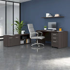 60W Office Desk Bundle with Storage Return, Mobile File Cabinet & Credenza